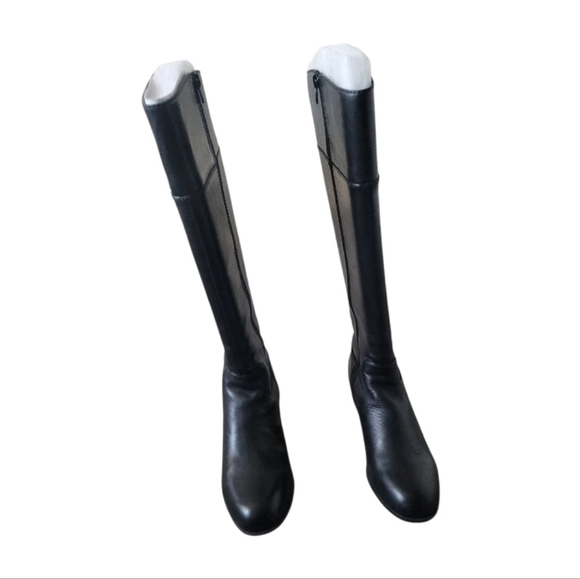 Alfani Women Black Faux Leather Knee-High Riding Boots Size 10W - Picture 2 of 8